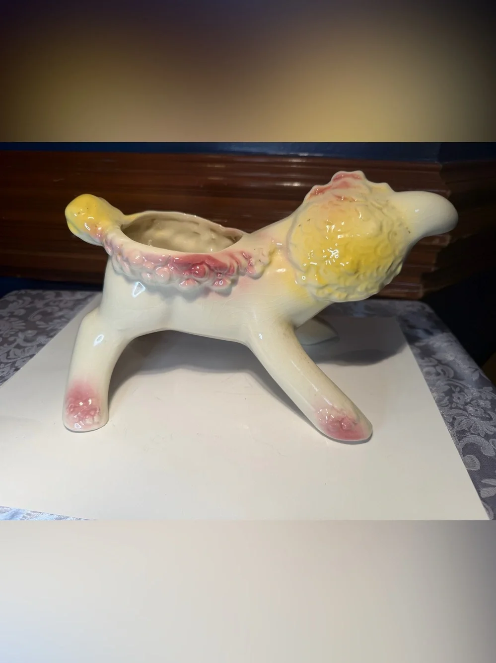 Vintage Ceramic Lamb Planter Mid-century Modern Decor
